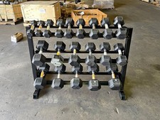 Rubber Hex Dumbbell Set 5-50 LB with Rack  10 Pairs, 550 lbs, Free Shipping