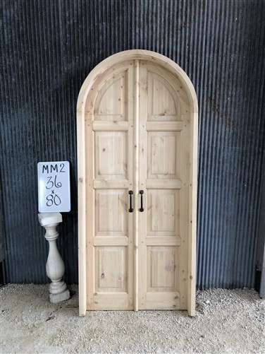 Arched French Double Door (36x80) Panel Doors, European Styled Doors w Jamb MM2