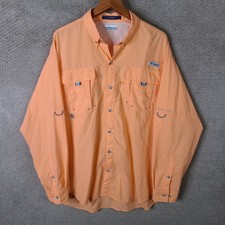 Columbia Bahama PFG Shirt Mens XL Orange Button Up Omni Shade Fishing Outdoor