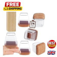 Noise-Reducing Chair Leg Caps - 24PCS Transparent Protectors for Hardwood Floors