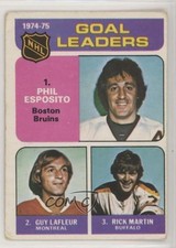 1975-76 O-Pee-Chee Phil Esposito Guy Lafleur Rick Martin #208 HOF 0v9