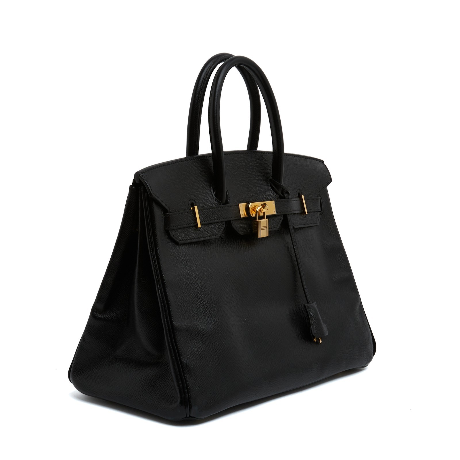 Hermès 1999 Sac Reteint Noir Birkin 35 Dyed Black Epsom Leather Hand Bag Hermes