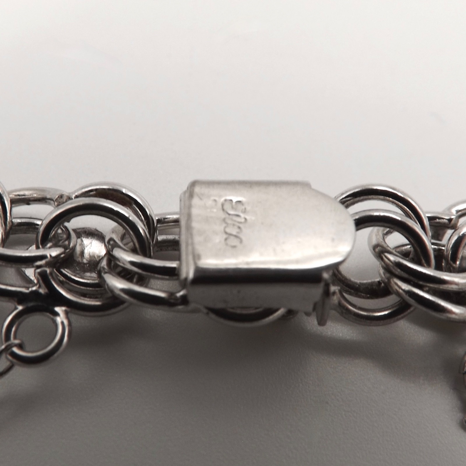 Solid Sterling Silver Double Wire Hearts Link Cha… - image 4