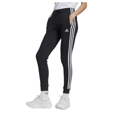 adidas Essentials 3Stripes Fleece Joggers Womens Black Casual Athletic Bottoms H