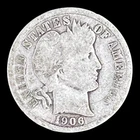 1906-D Barber Silver Dime