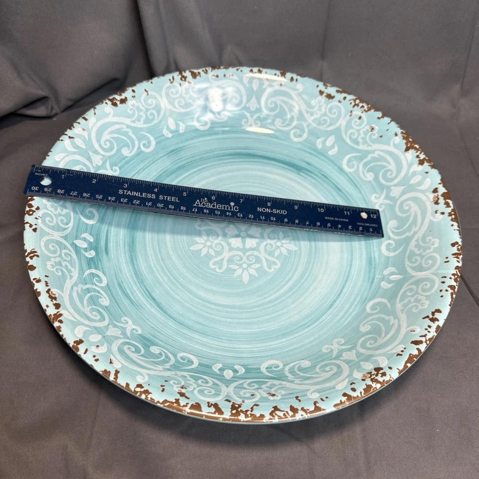 Tigela para servir água Cynthia Rowley melamina rústica pergaminho toscano turquesa EXCELENTE - Imagem 2 de 4