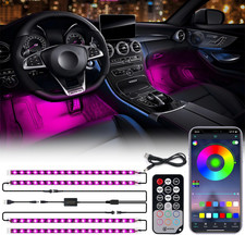 RGB LED Car Interior Lights 4Pc Bluetooth App Remote Music Mode