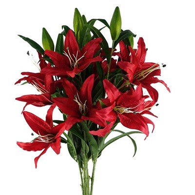 Künstlicher Blumenstiel 6er Pack rot 100 cm (3,3 Fuß) realistische Kunstfloristik UK