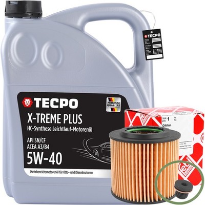 FEBI ÖLFILTER + 5 LITER TECPO 5W-40 X-TREME PLUS MOTORÖL 502.00 505.00 5W40 ÖL