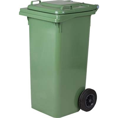 Bidone Immondizia Professionale 120 Litri Con Ruote, Verde, Per Rifiuti E Raccolta Differenziata
