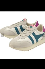 Gola Boston 78 Women 7 Off White Teal Purple Classics Retro Running Sneakers GUC