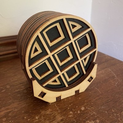 Baltic-by-Design Handmade Wood Coasters Set Of 4 Laser Cut Geometric Artisan