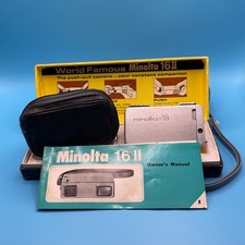 Minolta 16 II push-pull Camera w/Case, Strap, Owner's Manual Vintage
