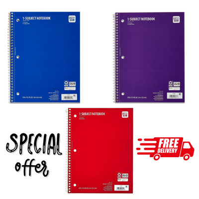 Pen+Gear College Ruled 1-Subject Spiral Notebook 8 x 10.5 in 70 Sheets