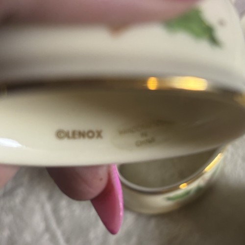 Vintage Lenox "Holiday" Weihnachten Stechpalme Beere 4er Set Serviettenringe Goldrand - Bild 5 von 10