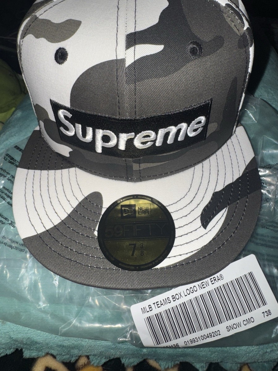 Supreme MLB Teams Box Logo New Era 59Fifty Cap SnowCamo Size 8 and
