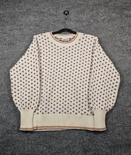 Lands End Drifter All Over Jacquard Crewneck Sweater Medium Holly Christmas