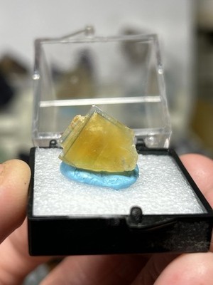 Blue-Rimmed Golden Fluorite La Barre Mine Puy-de-Dôme France Perky Mineral