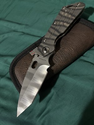 Strider Knives Performance SMF, Ghost Stripe Tanto MagnaCut DSS Full Ti