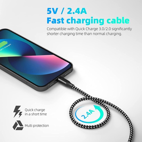 3-PACK 3/6/10 FT USB Data Fast Charger Cable For Apple iPhone iPad AirPods MFI - Picture 4 of 31
