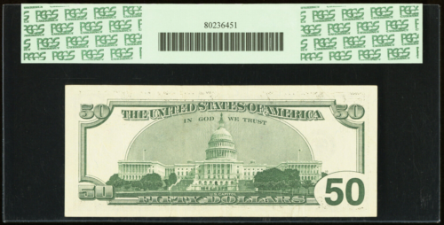 00006666* FANCY SERIAL NUMBER * STAR * QUAD PCGS EPQ $50 series 1996 - Picture 3 of 3