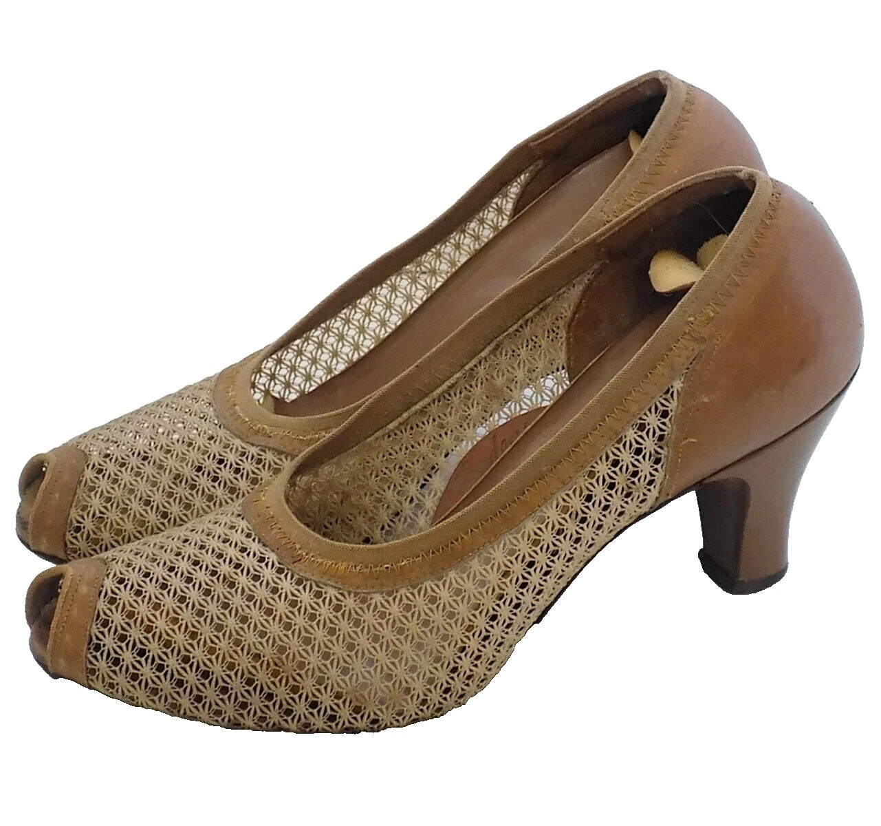 Brown Leather 1940s Vintage Shoes for Women