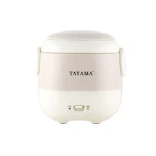 Tayama Mini Rice Cooker Portable White Cool-Touch Exterior Removable Lid 3-Cup