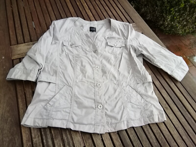 Bonita lässige Blusenjacke Bluse Jacke Cargo Stretch hell grau beige  XL 42/44