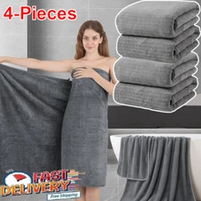 4Pc Towel Set Bath Towels Hand Towels Washcloths 100% Cotton Soft Fluffy 550 GSM
