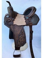 Western Barrel Racing Horse Saddle Premium Leather with tack set 10'' to 18' in