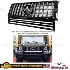 G63 GT Grille G-Wagon Black-Chrome Style G55 G550 Chrome Star Emblem Logo