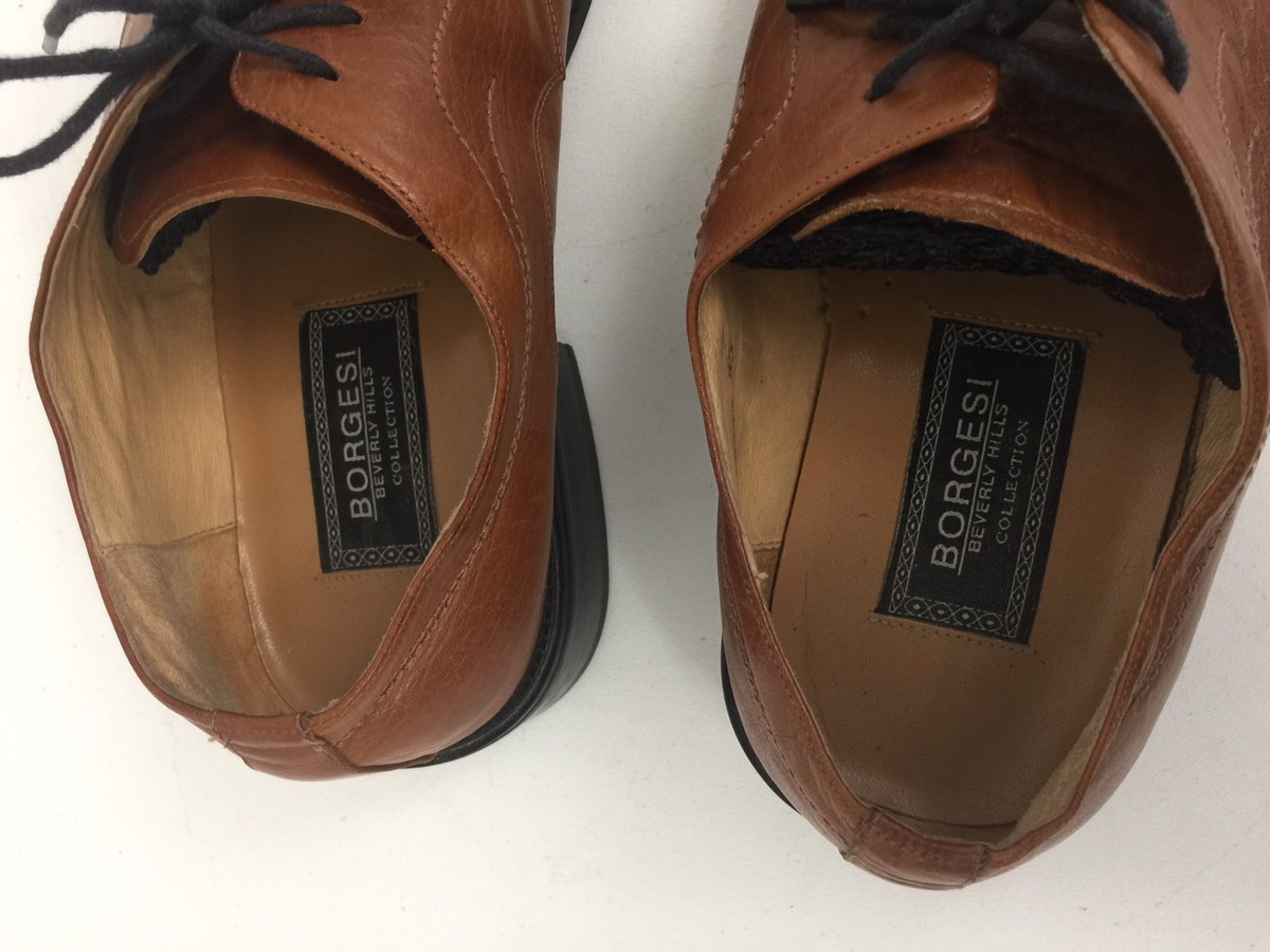 Vintage Borgesi Beverly Hills Light Brown Leather Handmade Shoes Size 43 Vintage Weyenberg Massagic Shoes Mens US Size 9 E Brown  main image 3