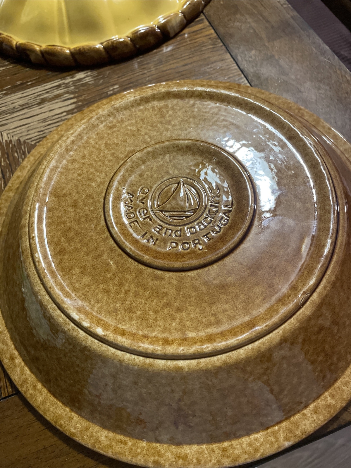 Vintage Ceramic Pumpkin Pie Plate with Lid Has Inscription on Bottom