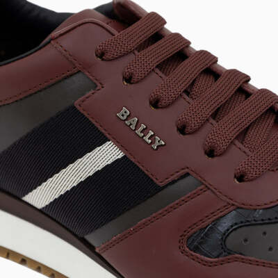 Bally Burgundy Leather Sneakers BALLY Ascar Red Calf Skin Leather & Suede Sneaker US 10 / EU  main image 4