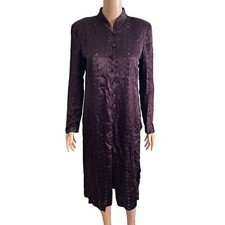 Vintage Jessica Howard Maxi Dress Med Purple Eyelet Satin Mandarin Collar