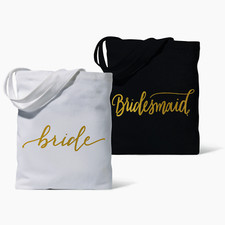 Black/Gold Bride Tribe Canvas Tote Bag Bridesmaid/Bachelorette Party Gift