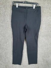 Rafaella Rayon Blend Ankle Pants Womens 10 Black Mid Rise Slim Stretch Casual