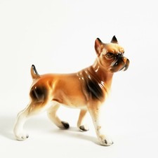 Vintage Porcelain Miniature Boxer Dog Figurine 4" Marked Japan
