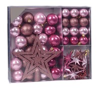 Christbaumschmuck 45 Teile Set - Bordeaux - Kunststoff Weihnachtsbaum Kugeln