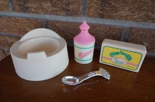 DOLL Lot CABBAGE Patch Kid Potty Seat Bar Soap Silver Spoon Cotton Vtg Accessory