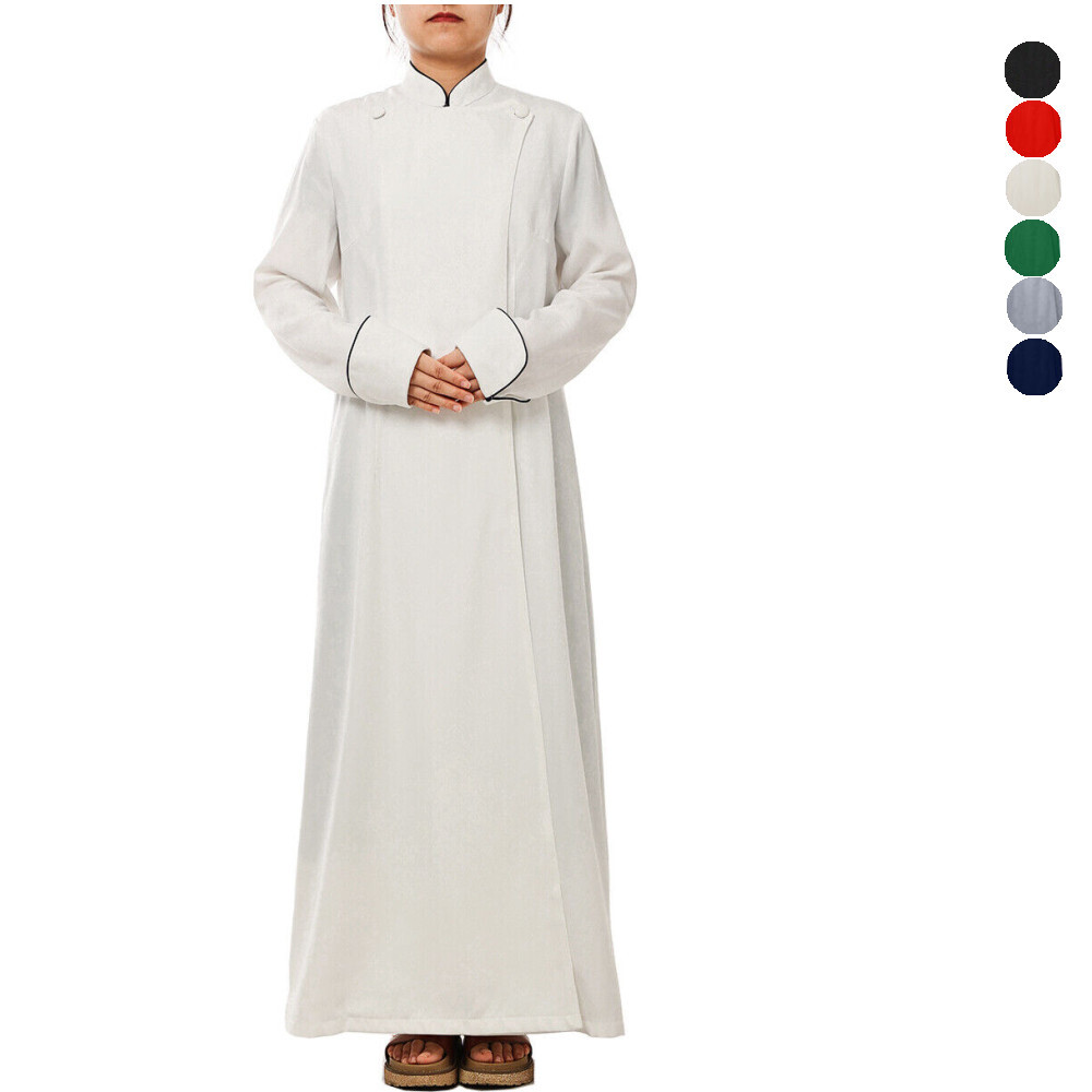 BLESSUME Katholieke Cassock Priester Robe Lang met Cincture Band Riem (S, zwarte mantel met rode riem