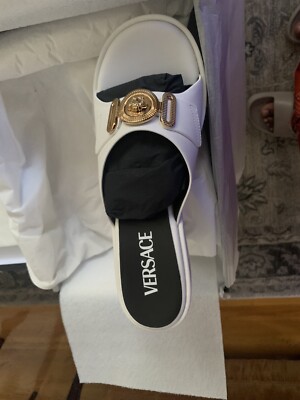 VERSACE Platform Mule With Medusa Logo In White