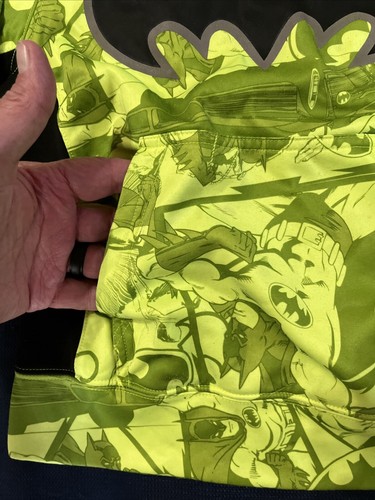 Batman All Over Logo Florescent Green Hoodie w Pockets Boys Size Medium (8) - Picture 5 of 6