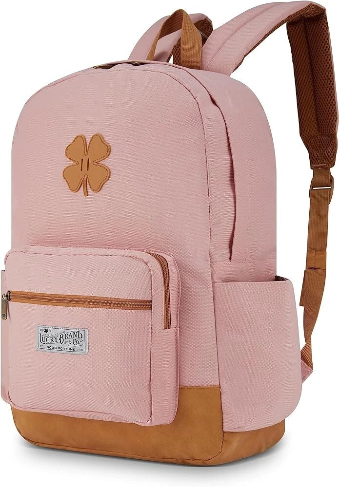 Sac dos Lucky Brand Good Fortune cuir marron rose fermetures glissi re multi