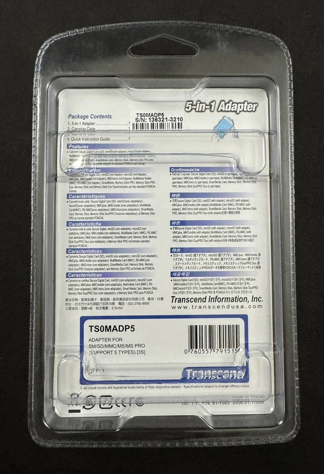 Transcend 5-in-1 Adapter SD-MMC-SM-MS-MS Pro TS0MADP5 - Image 2 of 2