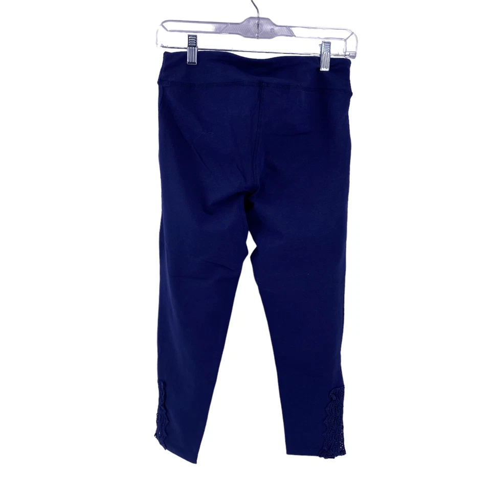 Pantalones capri de yoga tejidos French Laundry para mujer talla mediana azul marino abertura de encaje Foto 3 de 4
