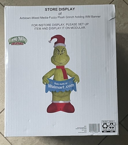 The Grinch Airblown Inflatable 10 Ft Fuzzy Plush Walmart Banner RARE New