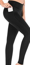 1 Pocket Black Stylish Stretch High Waist Soft Yoga Sports Leggings - Medium