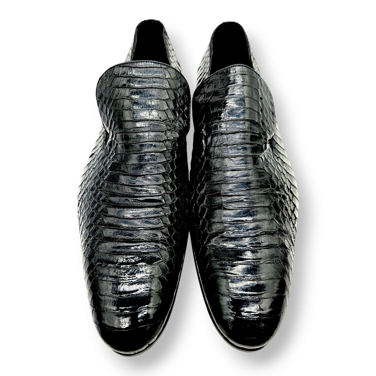 Chaussures homme GUCCI en cuir noir véritable peau de python   Taille EU 43,5