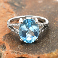 Sterling Silver 925 Spinel CZ Gemstone Open Work Cocktail Ring Size 7 3/4